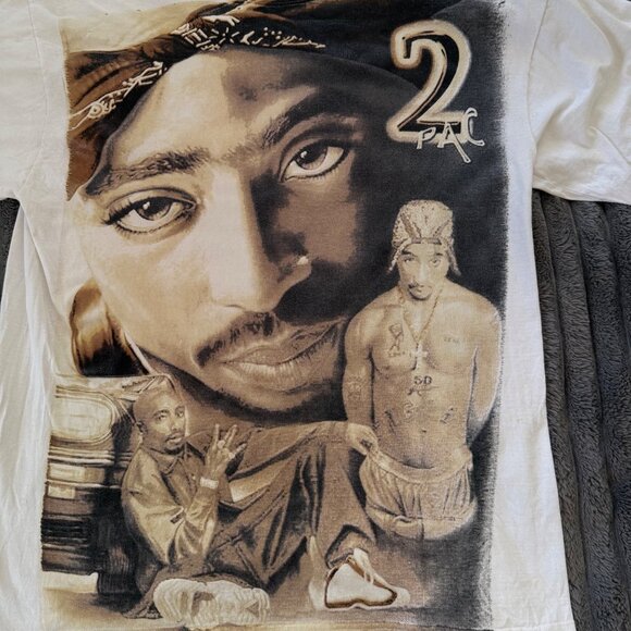 Tupac Graphic Tee L 100% Cotton Vintage Style Hip Hop Rap Shirt Size L RARE - Picture 2 of 5